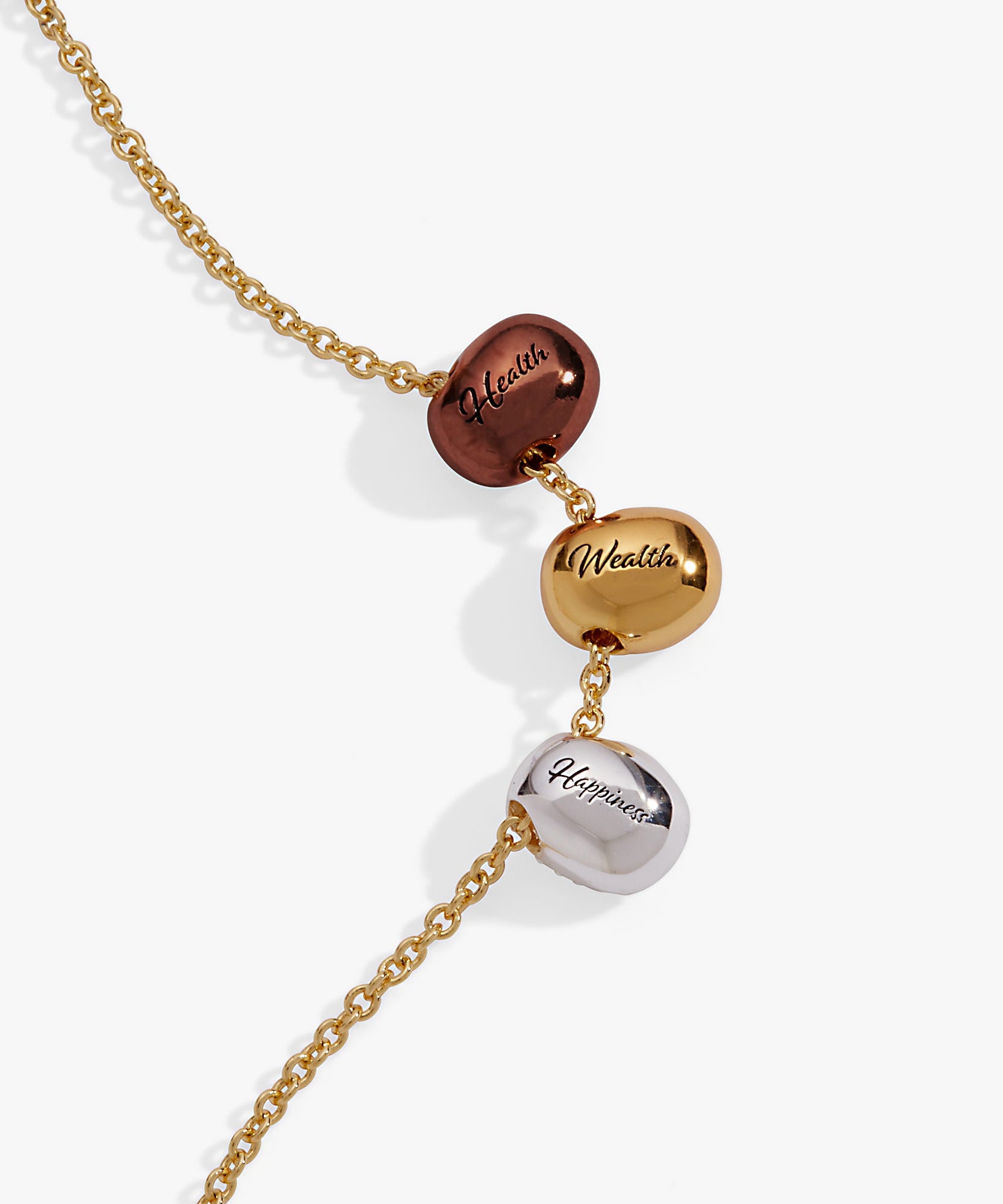 Coffee Bean 'Happiness, Wealth, Health' Engraved Pendant Necklace