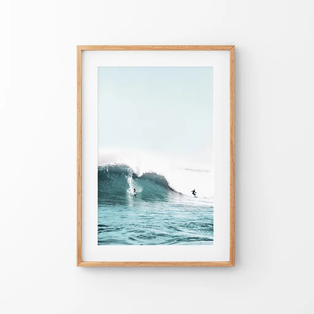 Surfing Wall Art Print. Surfers on Blue Waves