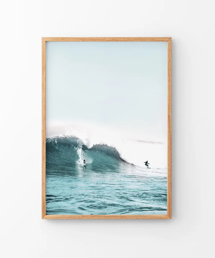 Surfen Wandbild. Surfer auf blauen Wellen