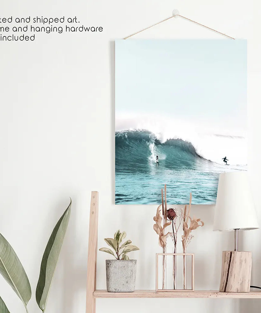 Surfen Wandbild. Surfer auf blauen Wellen