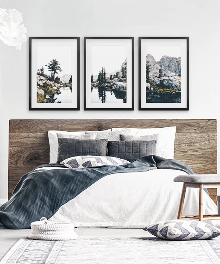 Scandi Nature Triptych. Mountain Lake Photography