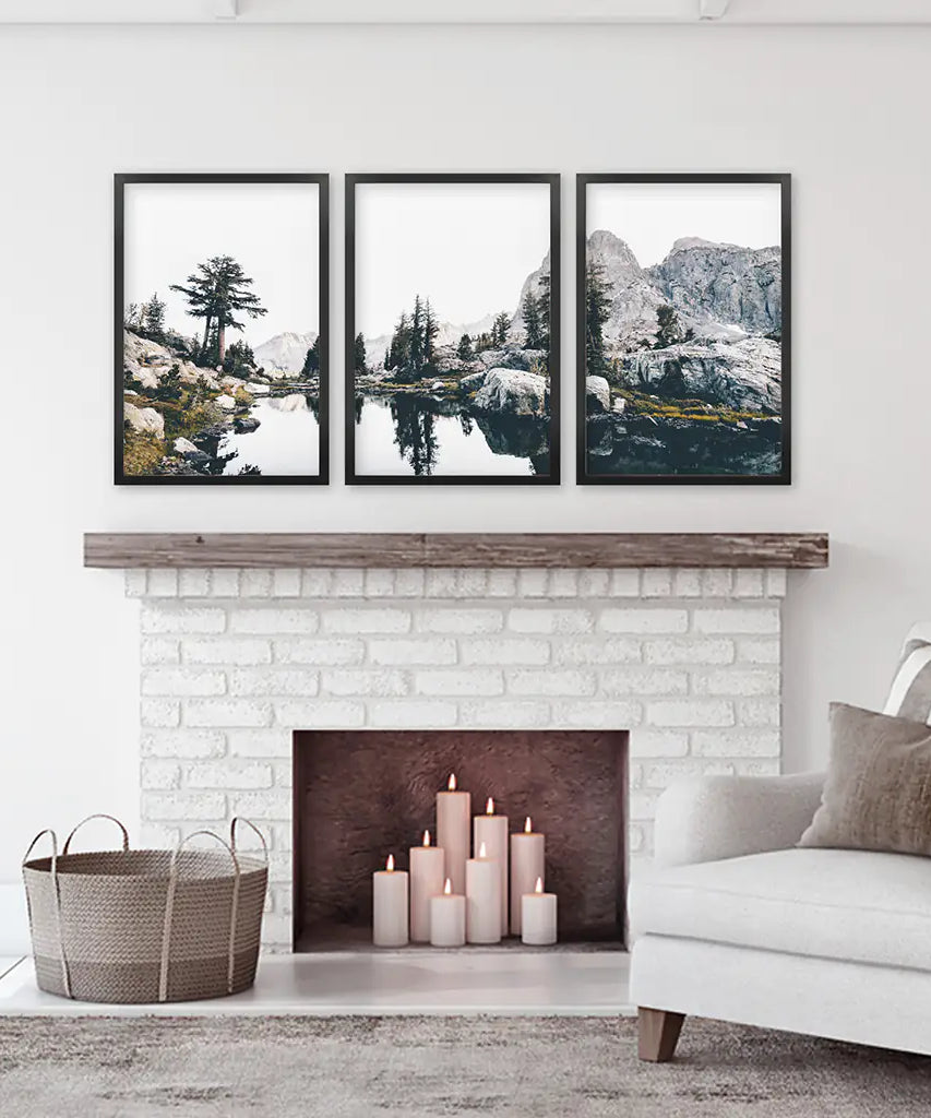 Scandi Nature Triptych. Mountain Lake Photography