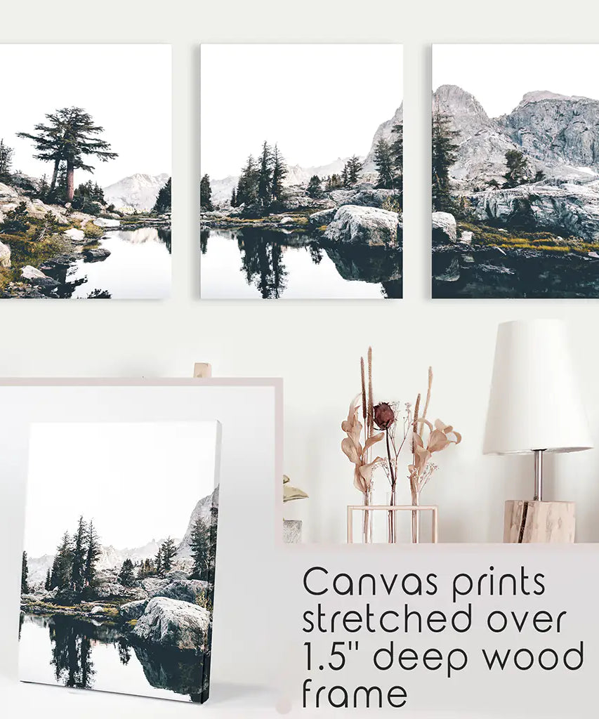 Scandi Nature Triptych. Mountain Lake Photography