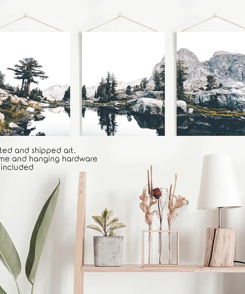 Scandi Nature Triptych. Mountain Lake Photography