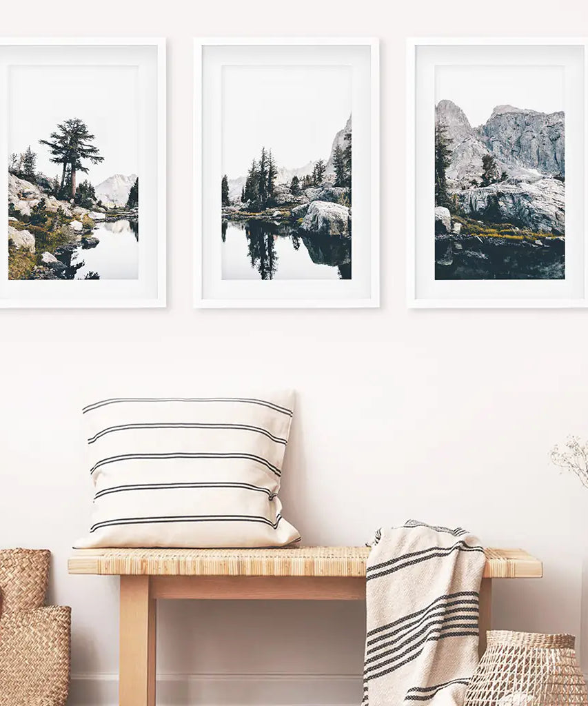 Scandi Nature Triptych. Mountain Lake Photography