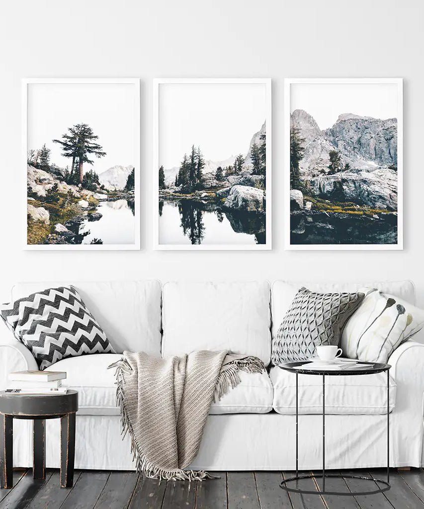 Scandi Nature Triptych. Mountain Lake Photography