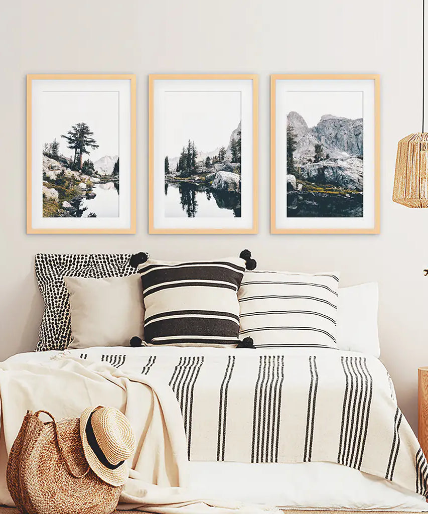 Scandi Nature Triptych. Mountain Lake Photography