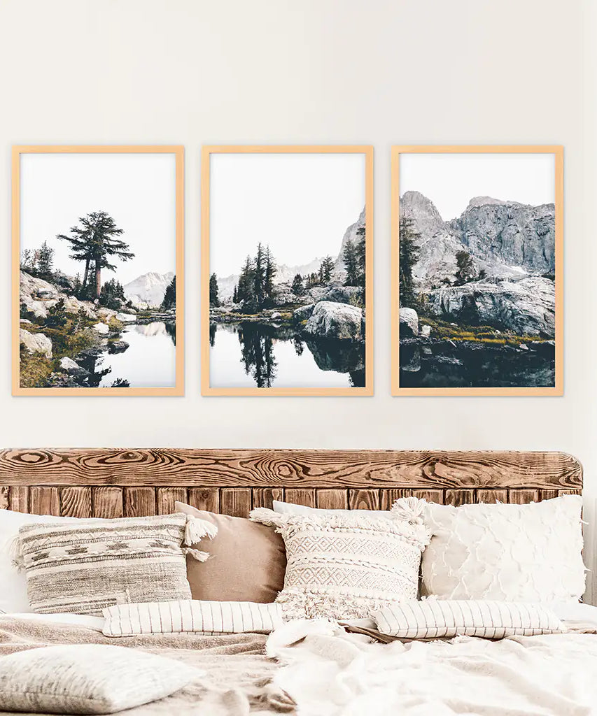 Scandi Nature Triptych. Mountain Lake Photography