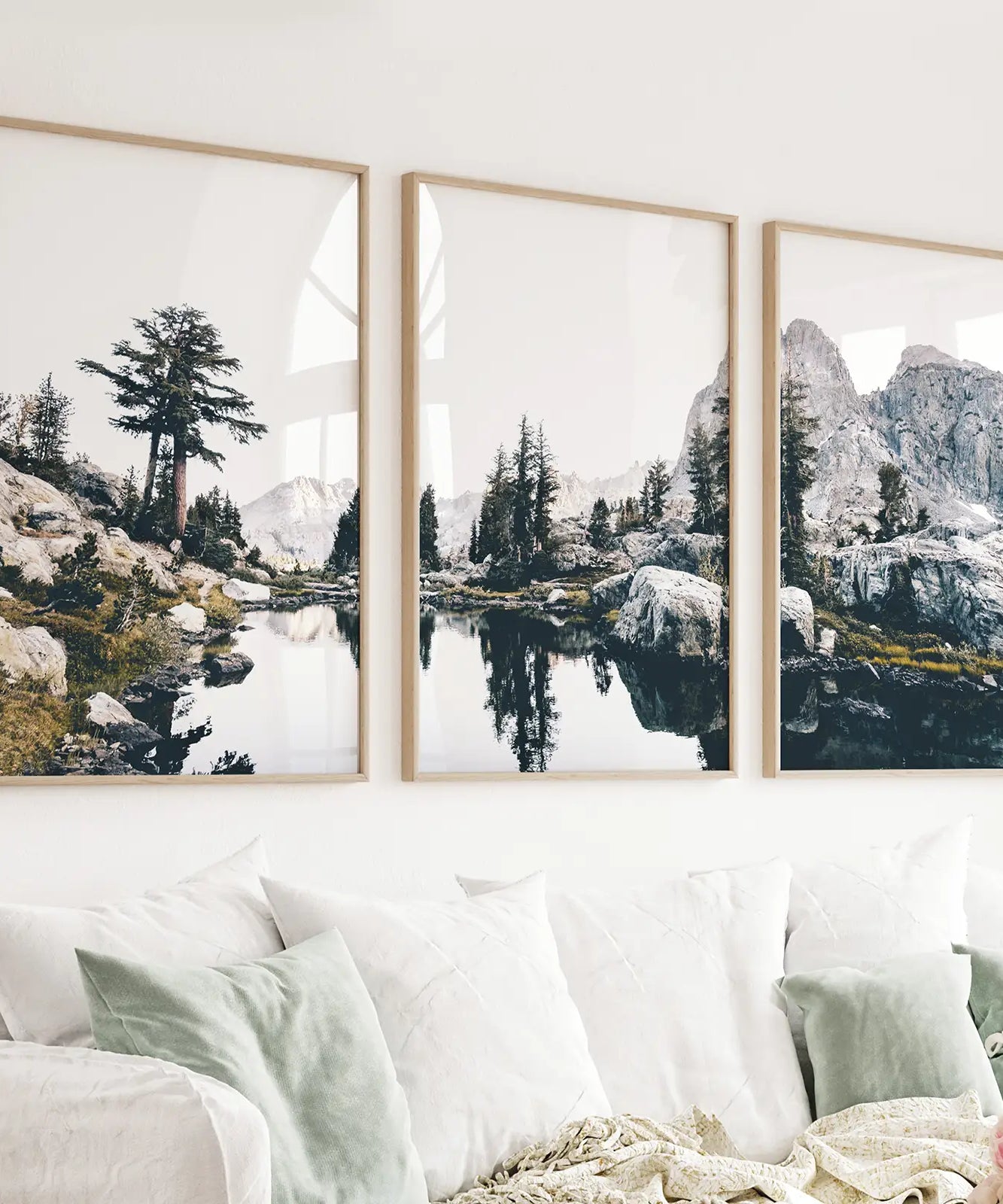 Scandi Nature Triptych. Mountain Lake Photography