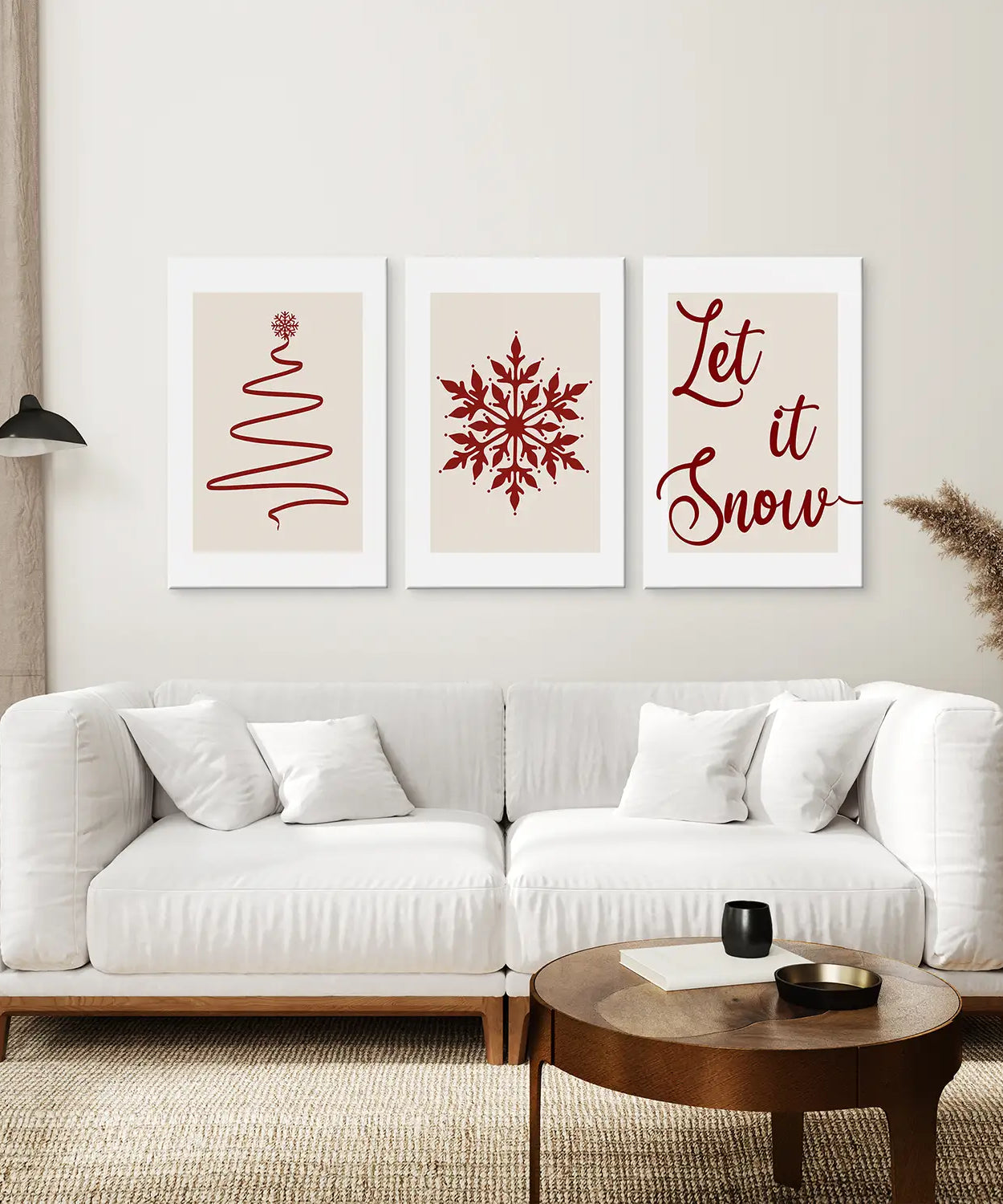 3-teiliges Wandbild Weihnachtsbaum Schneeflocke Poster