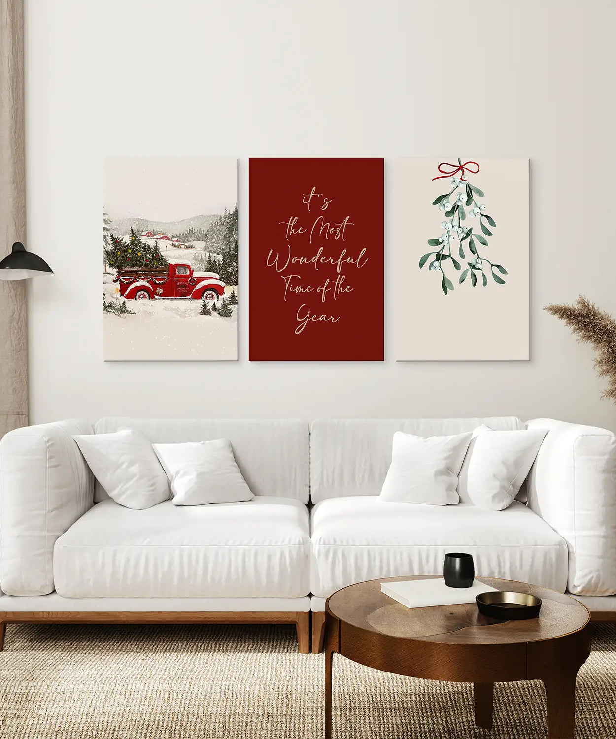 Winterliche Feiertagslandschaft 3er-Set Wandkunst