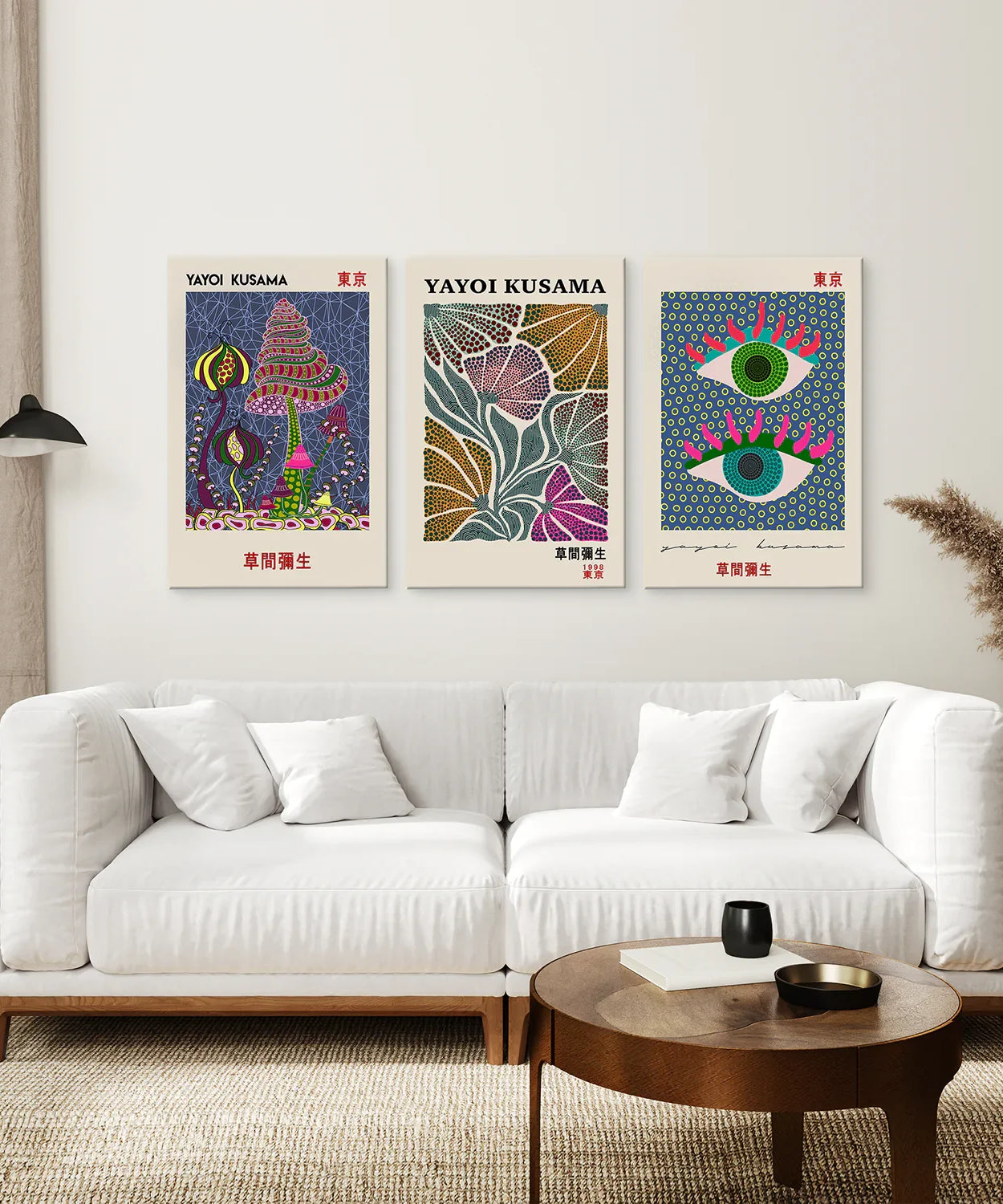 Buntes Yayoi Kusama Poster-Set, 3er-Pack, Museumskunst
