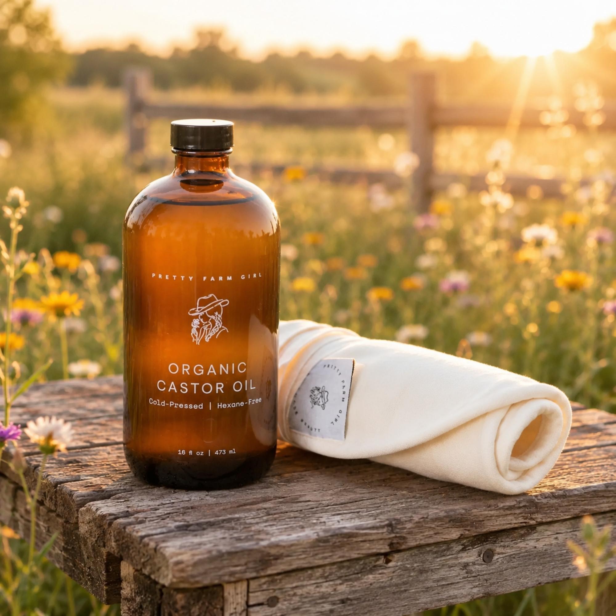 Organic Pure Castor Oil + Cloth Pack Bundle