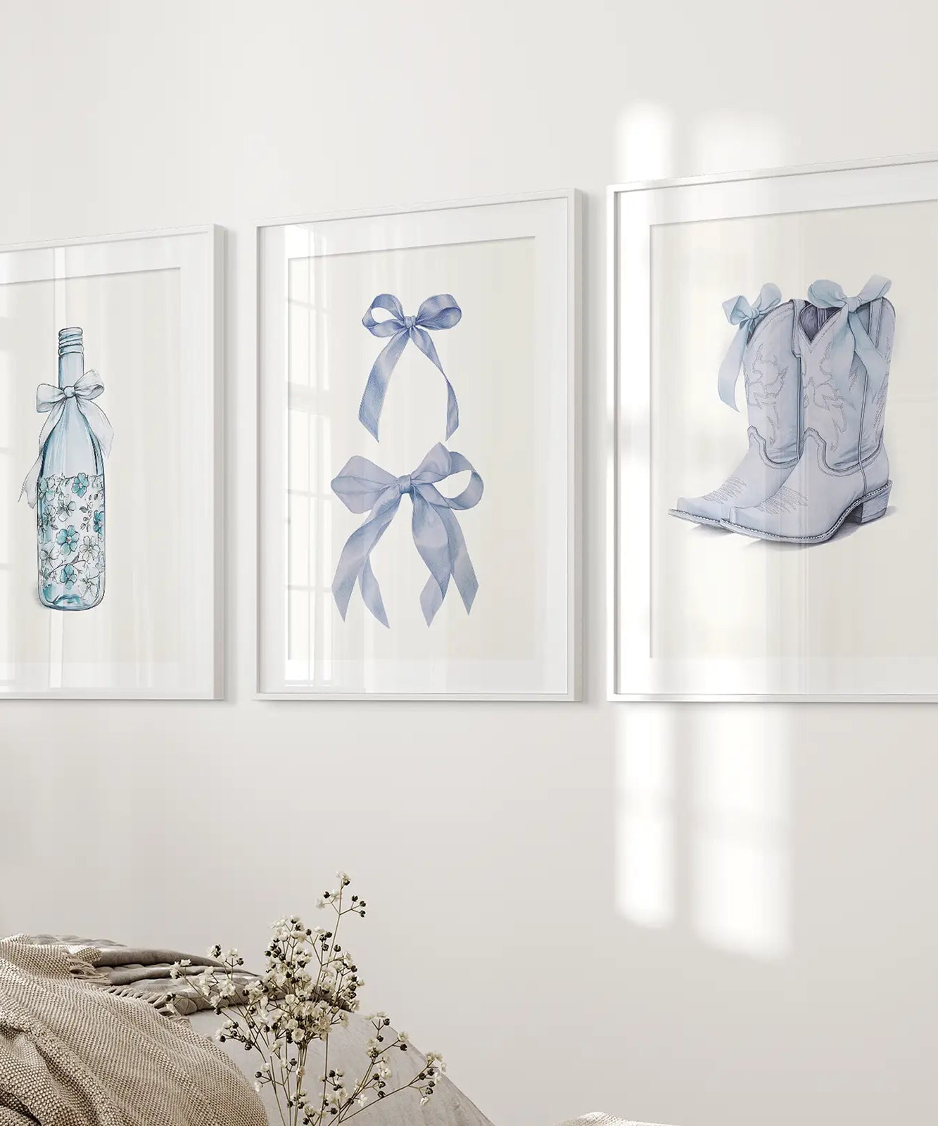 Preppy Aesthetic Schlafsaal-Dekoration Blaue Wandkunstdrucke