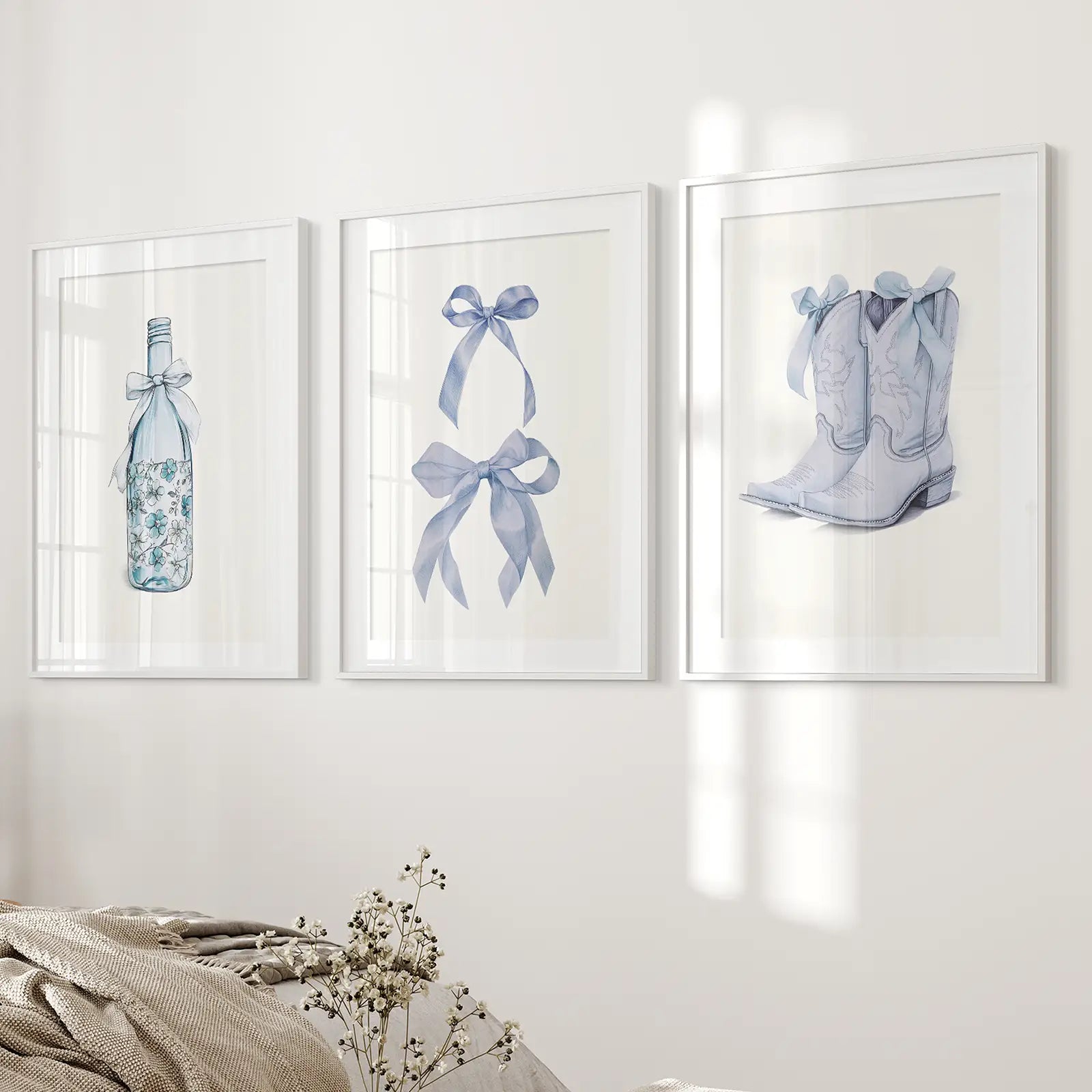 Preppy Aesthetic Schlafsaal-Dekoration Blaue Wandkunstdrucke