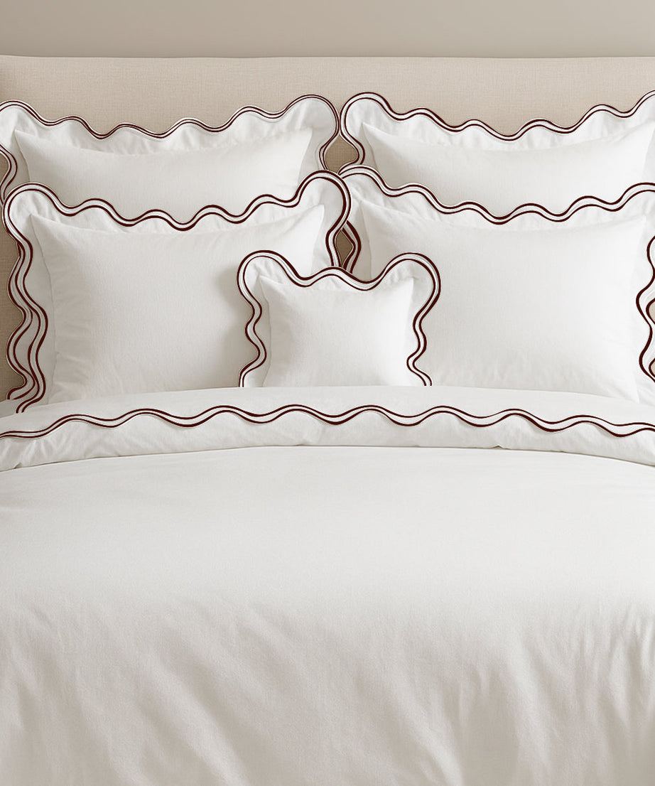 400TC Cotton Sateen Luxurious Double Scalloped Duvet Cover Set