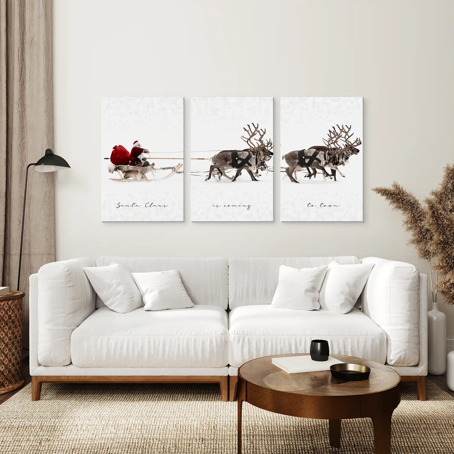 Weihnachten Weihnachtsmann mit Schlitten Kunstset