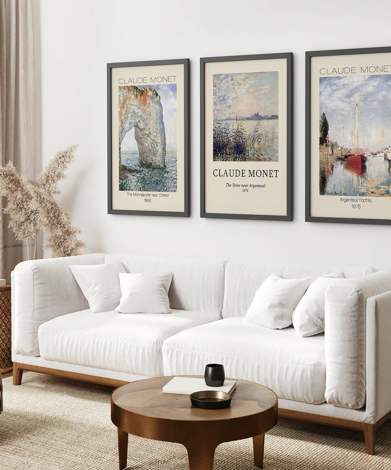 Claude Monet 3-teiliges Wandbild-Set | Küstenlandschafts-Drucke