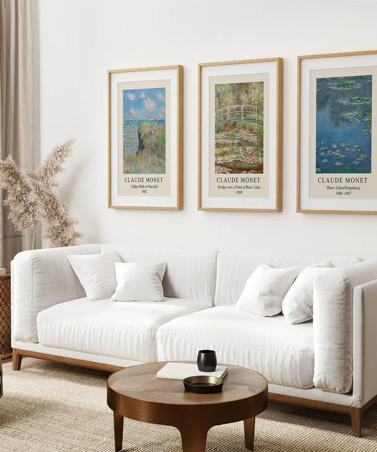 3-teiliges Claude Monet Wandkunst-Set. Seerosen-Kunstdrucke