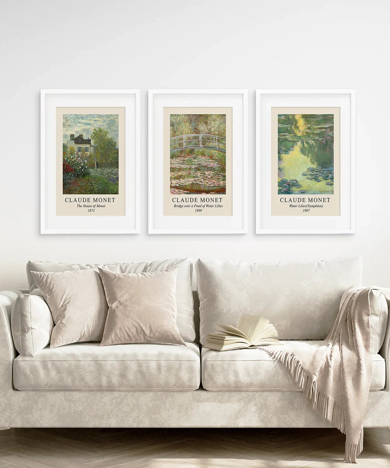 Claude Monet Kunstdrucke 3er-Set | Seerosen Wandkunst Poster