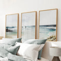 Navy Blue Watercolor Beach House Decor. Set of 3 Wall Art