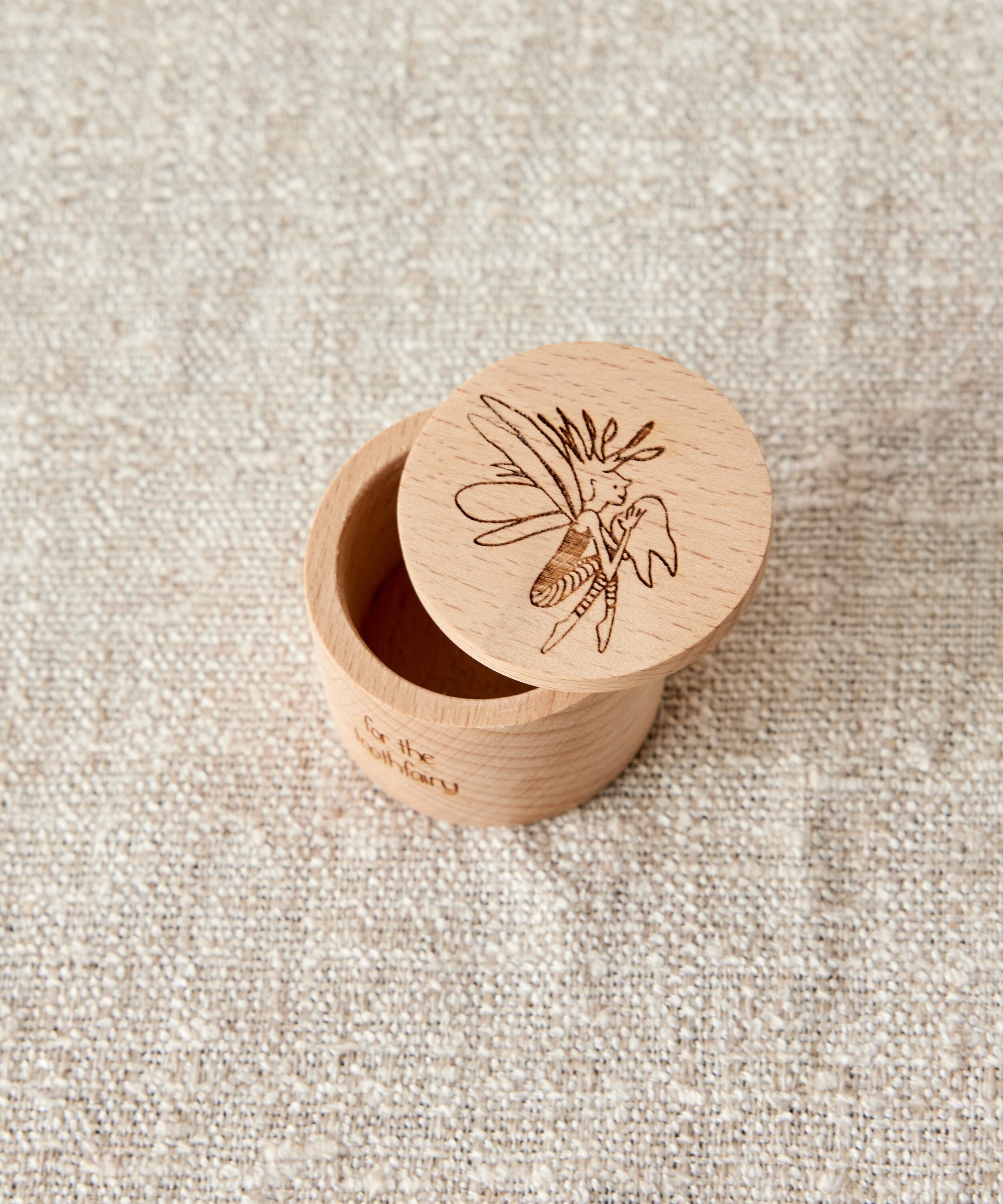 Etched Wooden Tooth Fairy Pot