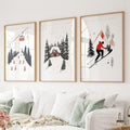 Alpine Skiing Winter Set of 3 Prints Home Wall Art