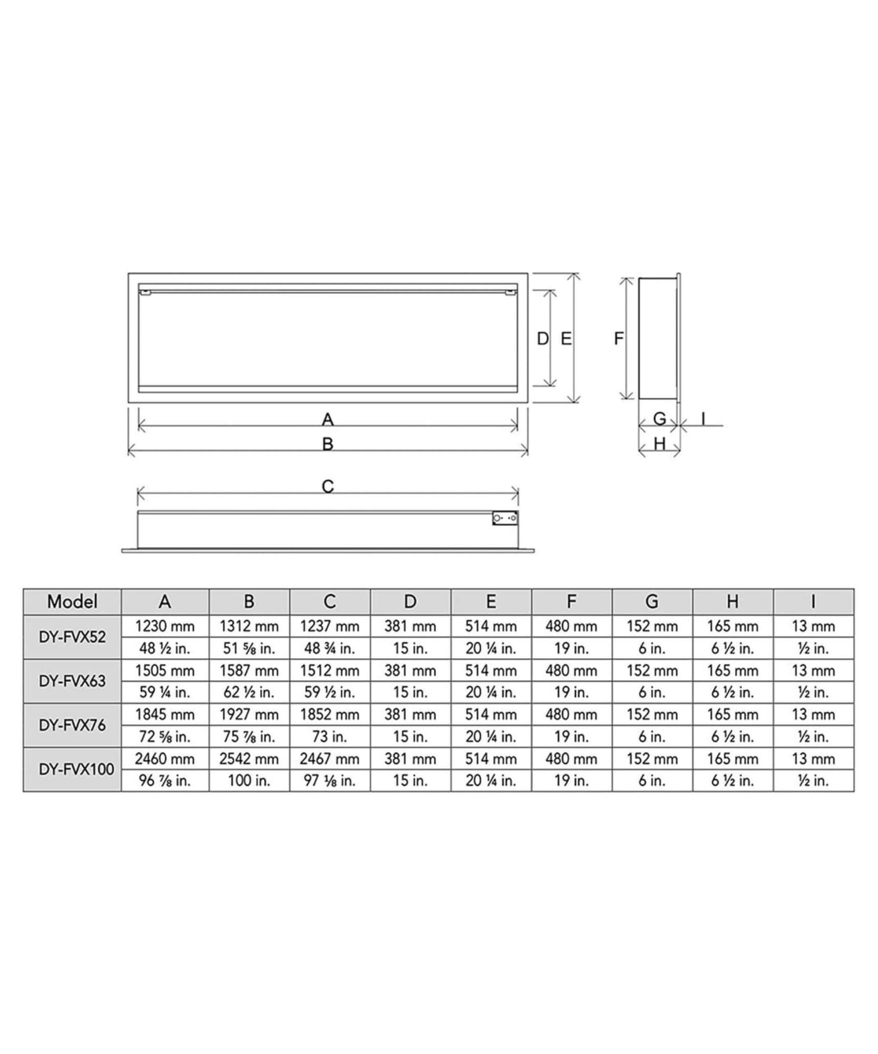Dynasty Tempo 63-Inch Virtual Linear Electric Fireplace With Multifunction Remote Control [DY-FVX63] (SAK20385)