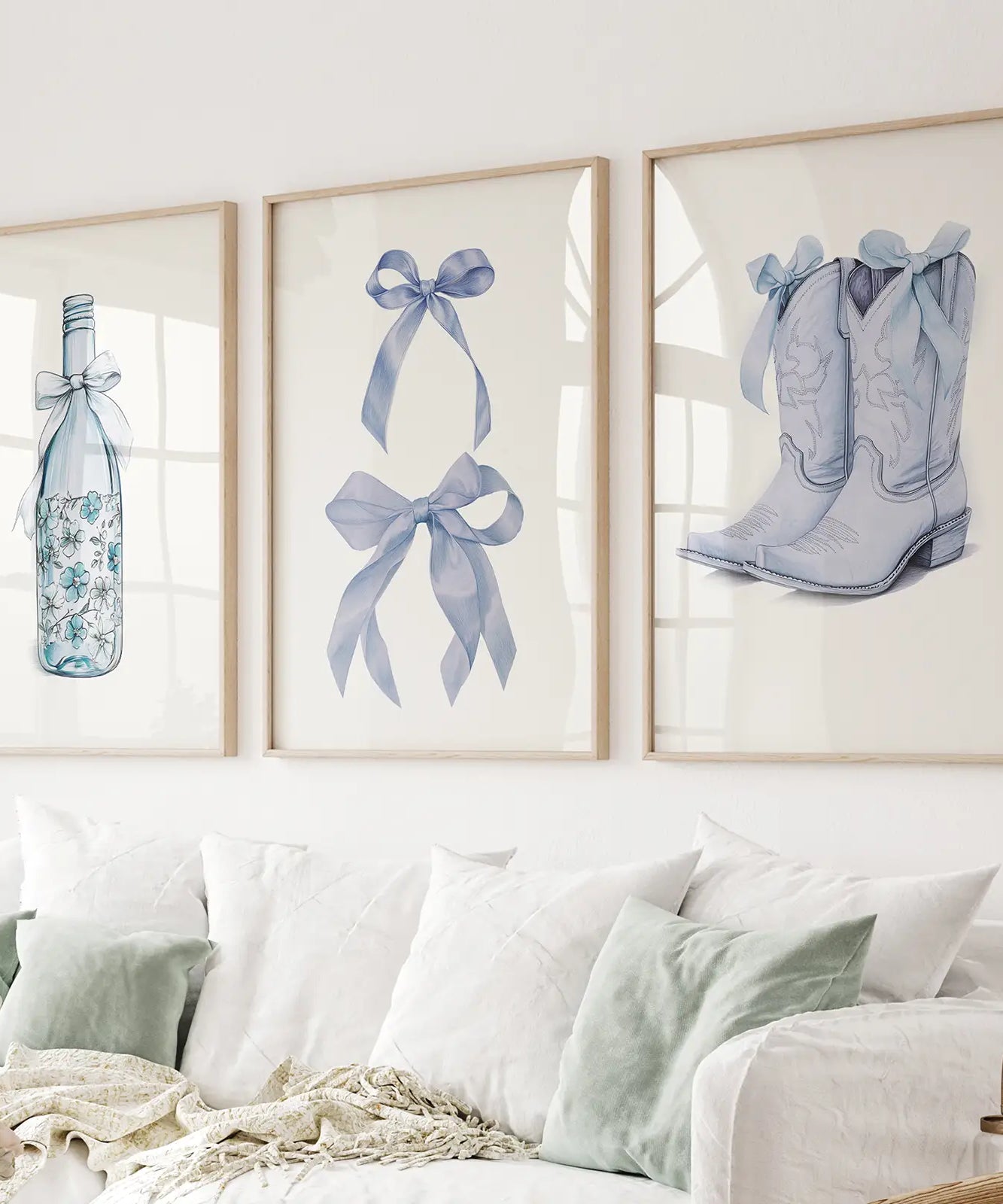 Preppy Aesthetic Schlafsaal-Dekoration Blaue Wandkunstdrucke