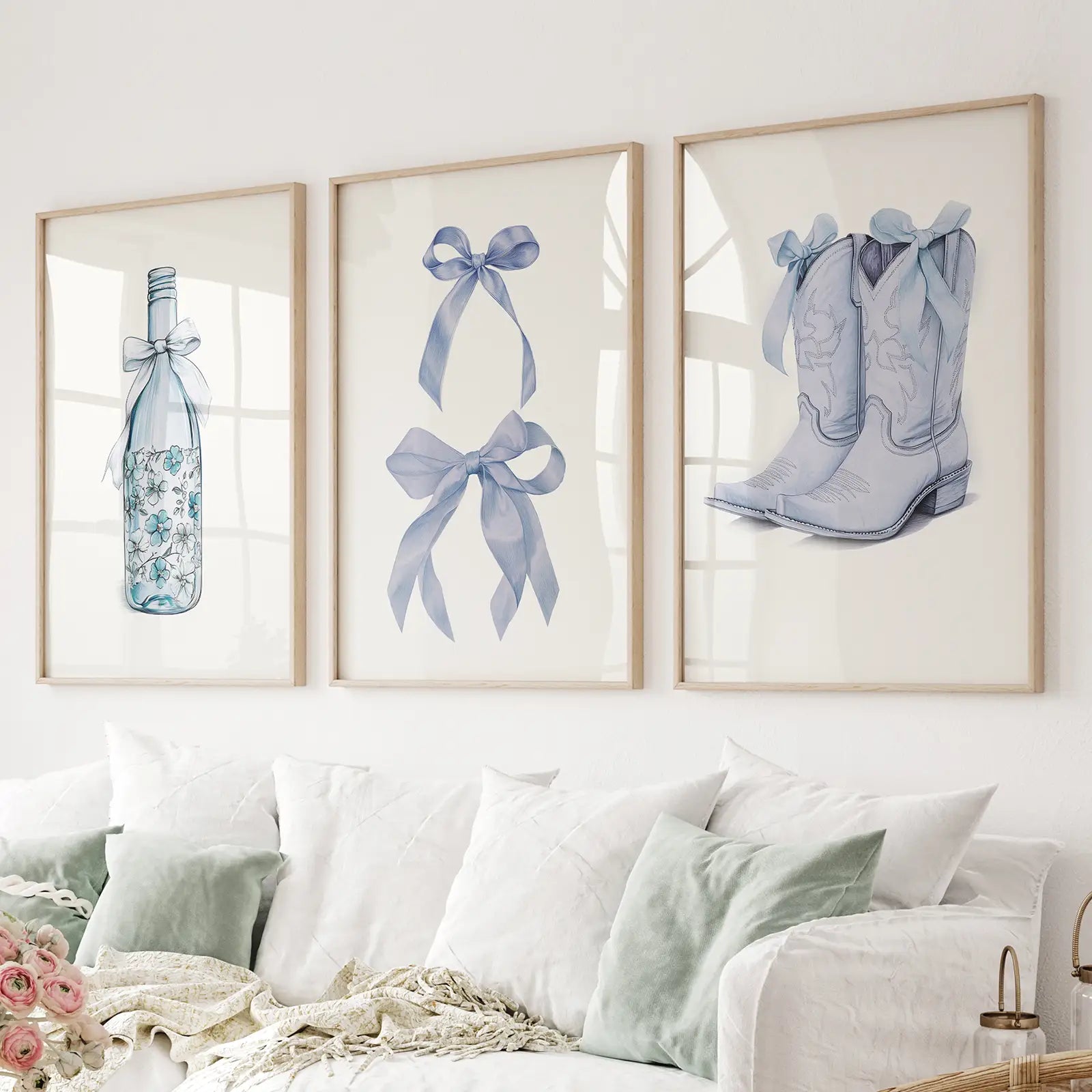 Preppy Aesthetic Schlafsaal-Dekoration Blaue Wandkunstdrucke