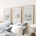 Winter Farm Tree Watercolor Wall Art Poster Set