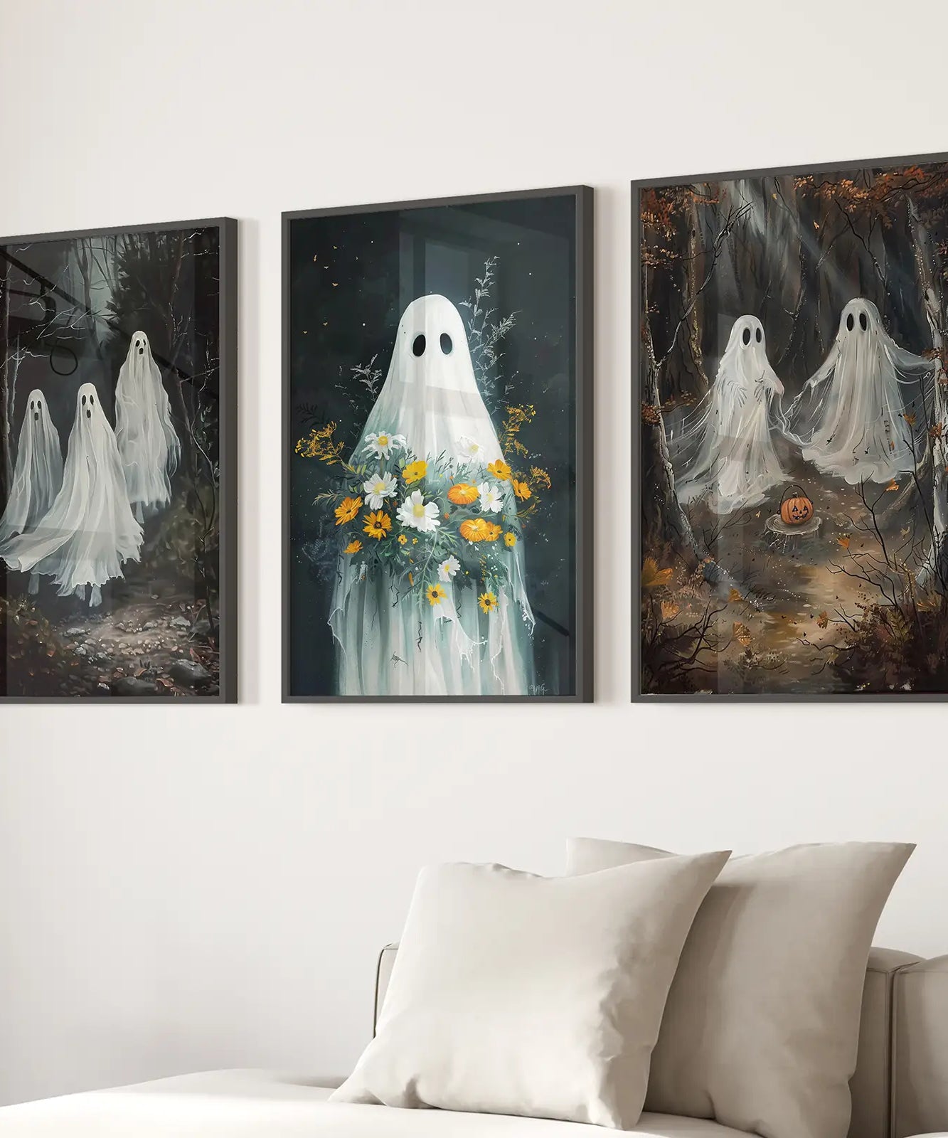Halloween Geister im Wald Wandkunstdrucke
