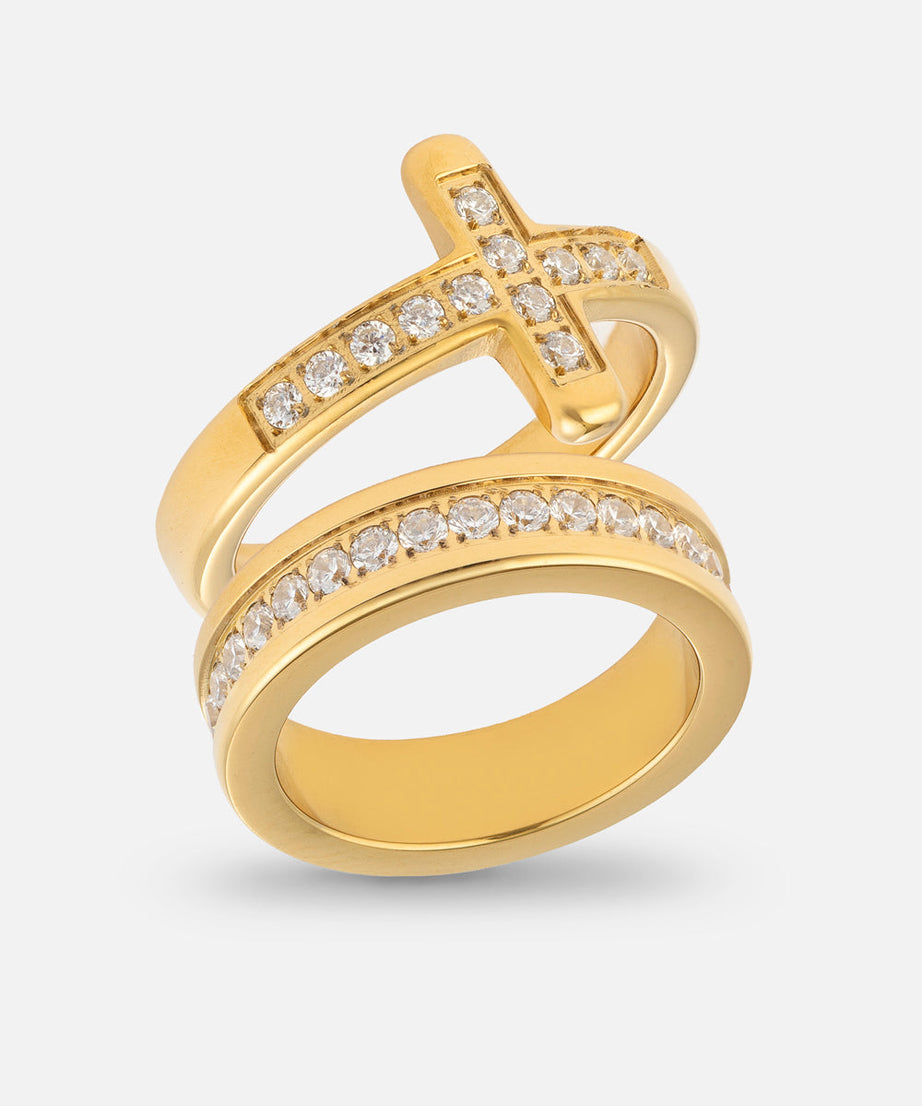 Cross Eternity Gem Ring Set