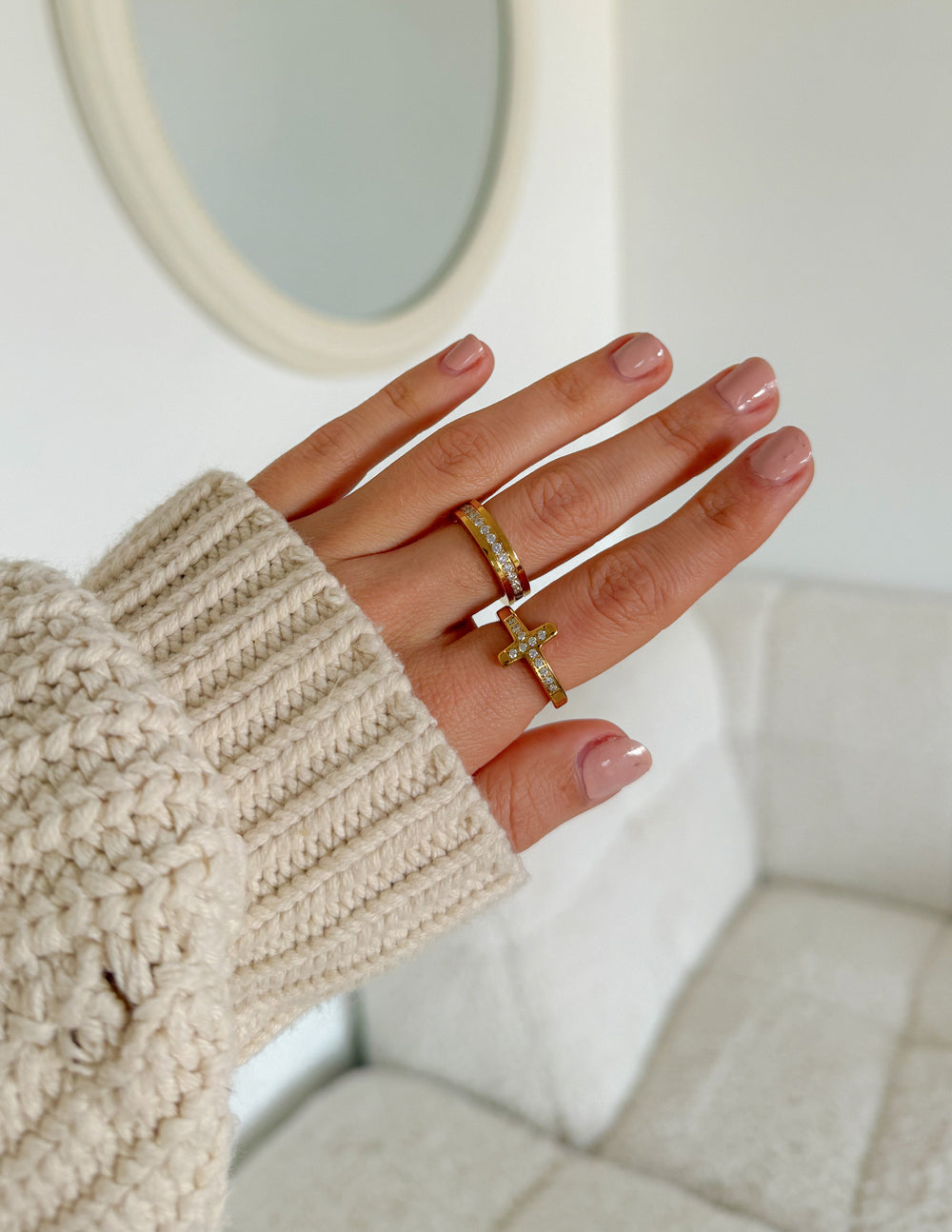 Cross Eternity Gem Ring Set