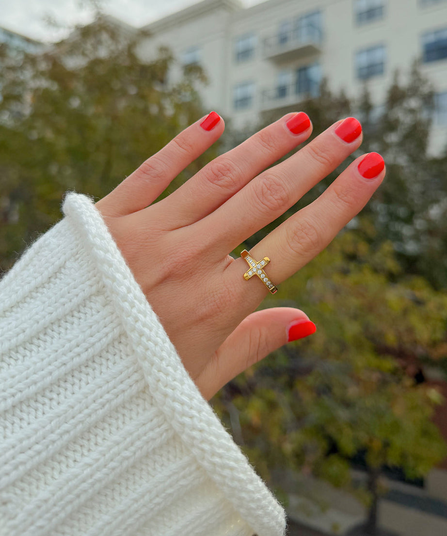 Cross Eternity Gem Ring Set