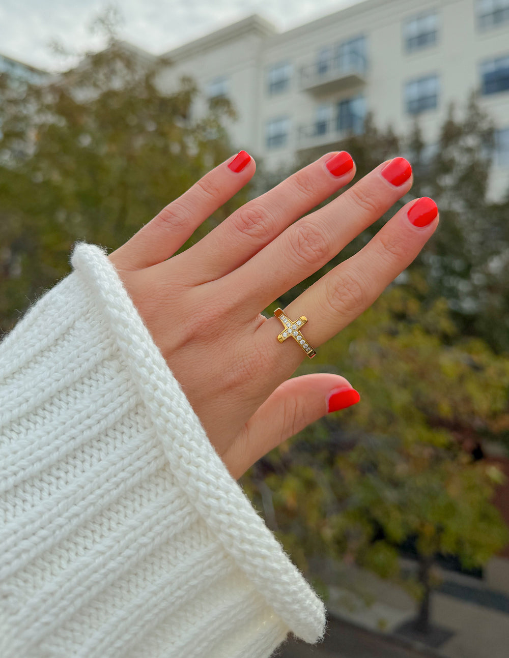 Cross Eternity Gem Ring Set