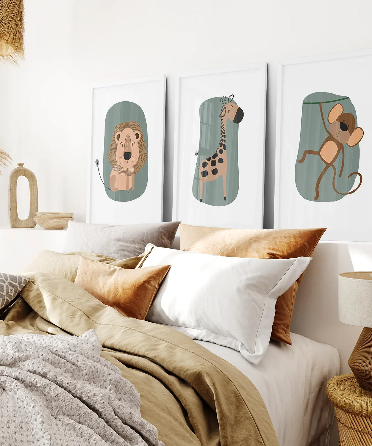 Niedliche Safari Baby Tiere - 3 Kunstdrucke im Set