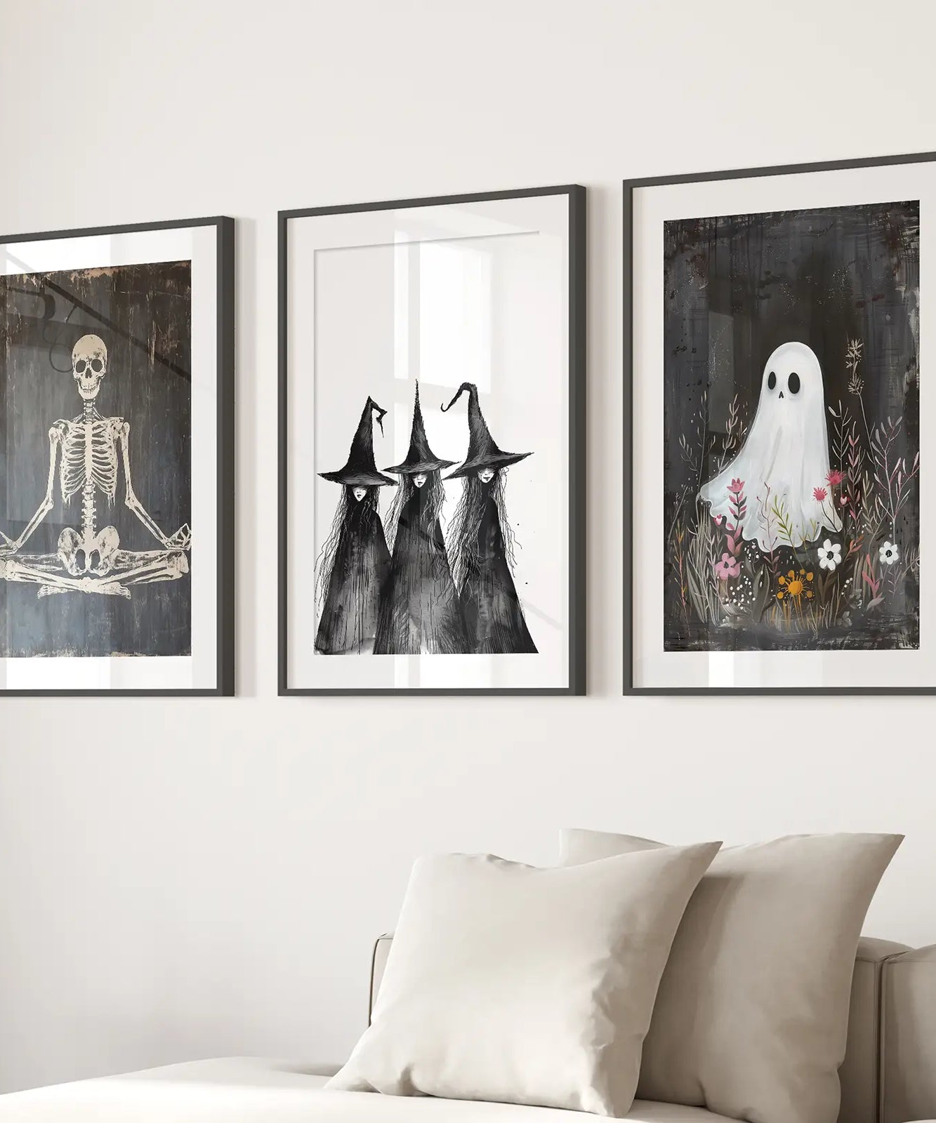 Dunkle Halloween-Hexen-Wandkunst-Dekordruck-Set
