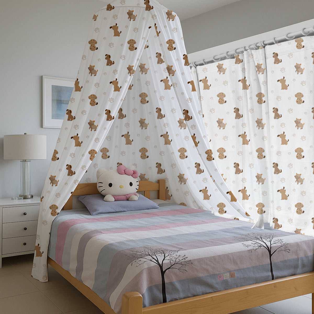 Cute Dog Paw Printed Canopy