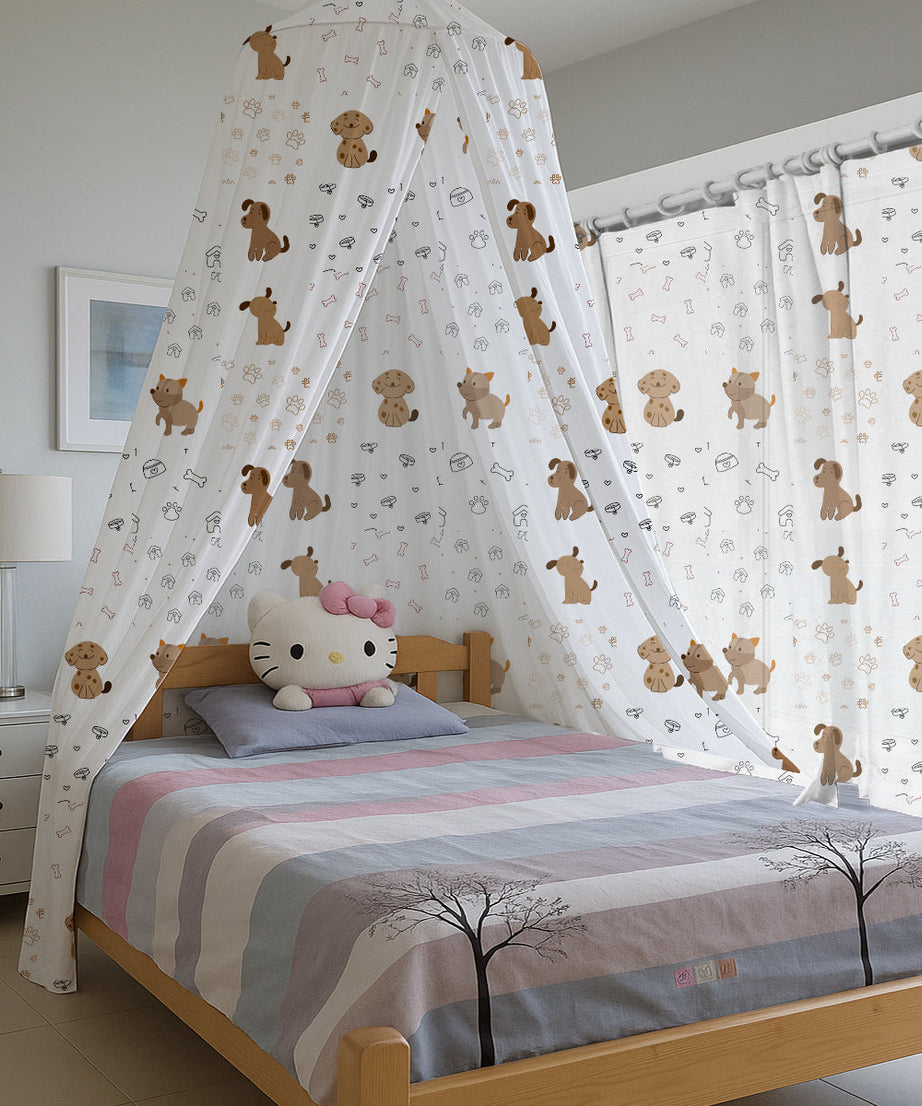 Cute Dogs Paw Bones Printed Canopy