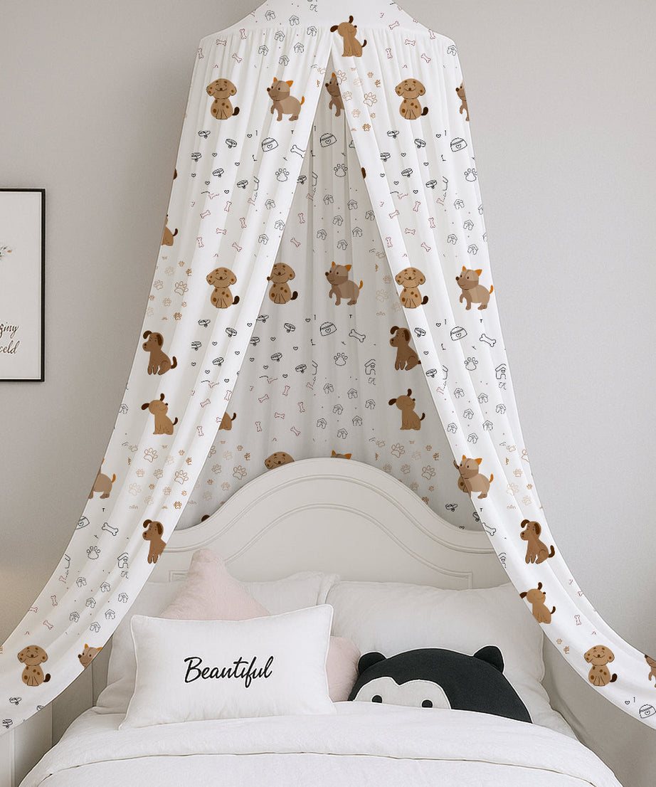 Cute Dogs Paw Bones Printed Canopy