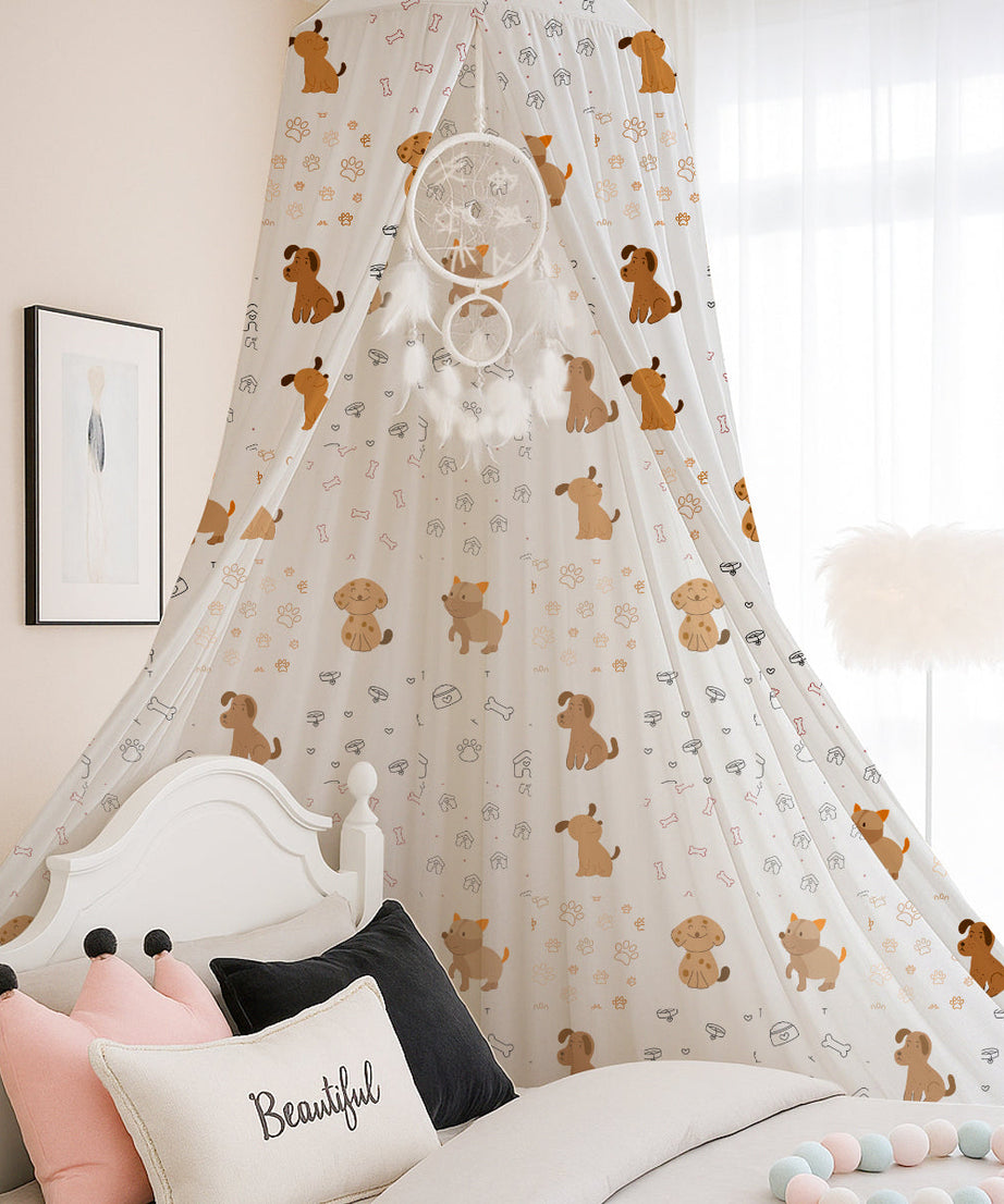 Cute Dogs Paw Bones Printed Canopy