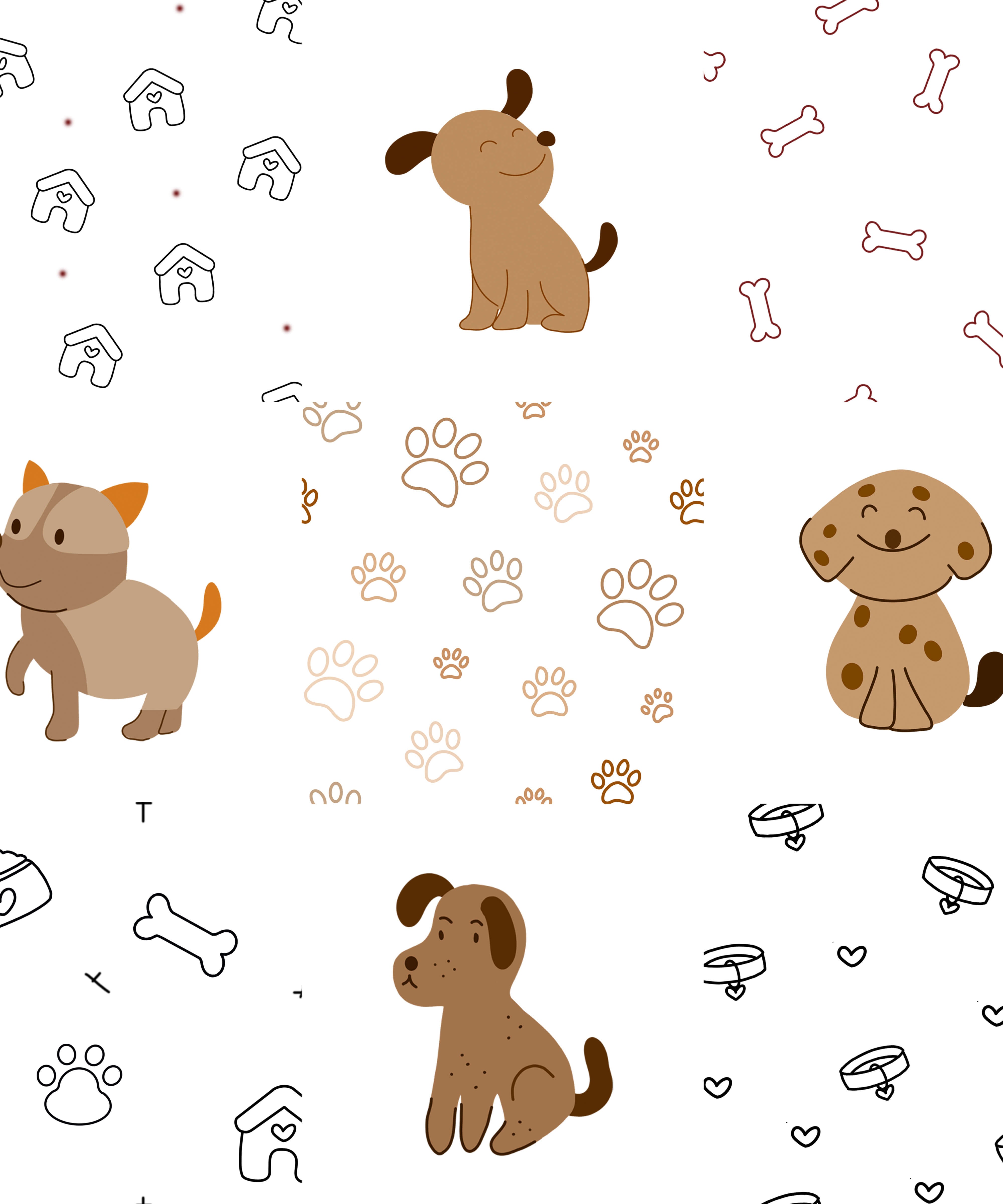 Cute Dogs Paw Bones Printed Canopy