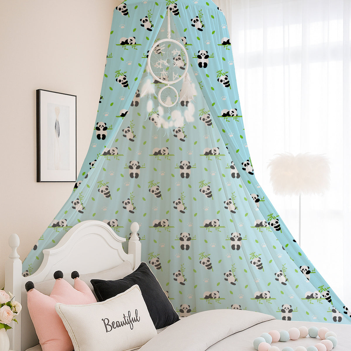Cute Panda with Bamboo Tree Printed Canopy