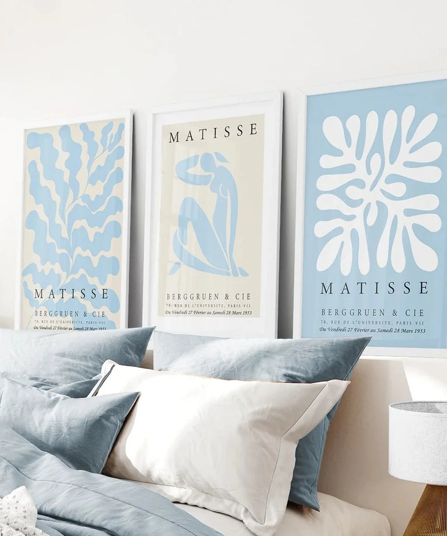 3er-Set blaue und beige Henri Matisse-Drucke