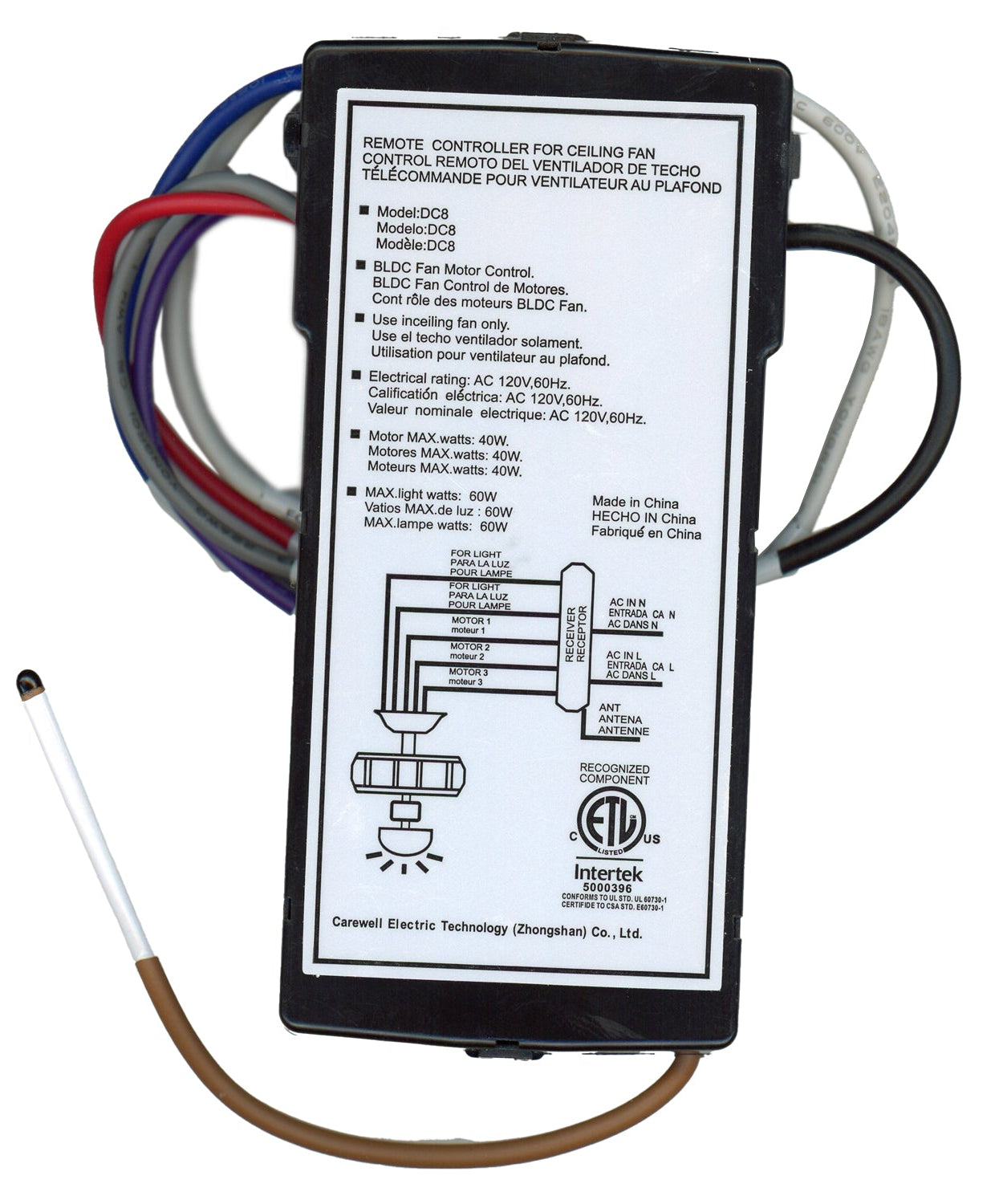 Substitute for ATLAS DC8-70SG7-L-D-C Ceiling Fan Receiver - DC870SG7LDC [DC8-96SG8]