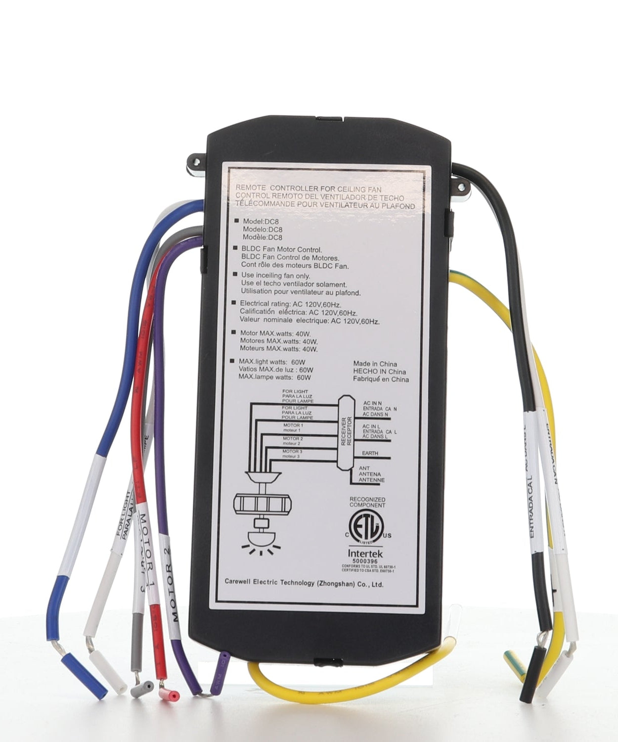 Substitute for Monte Carlo DC8-120-56NDJ-L-1 Ceiling fan receiver - DC812056NDJL1 [DC8-96SG8]