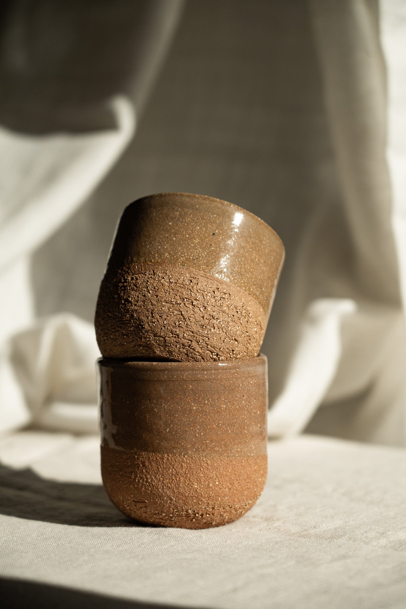 Handmade Pottery Coffee Cup – Rustic Pinkish Red Stoneware