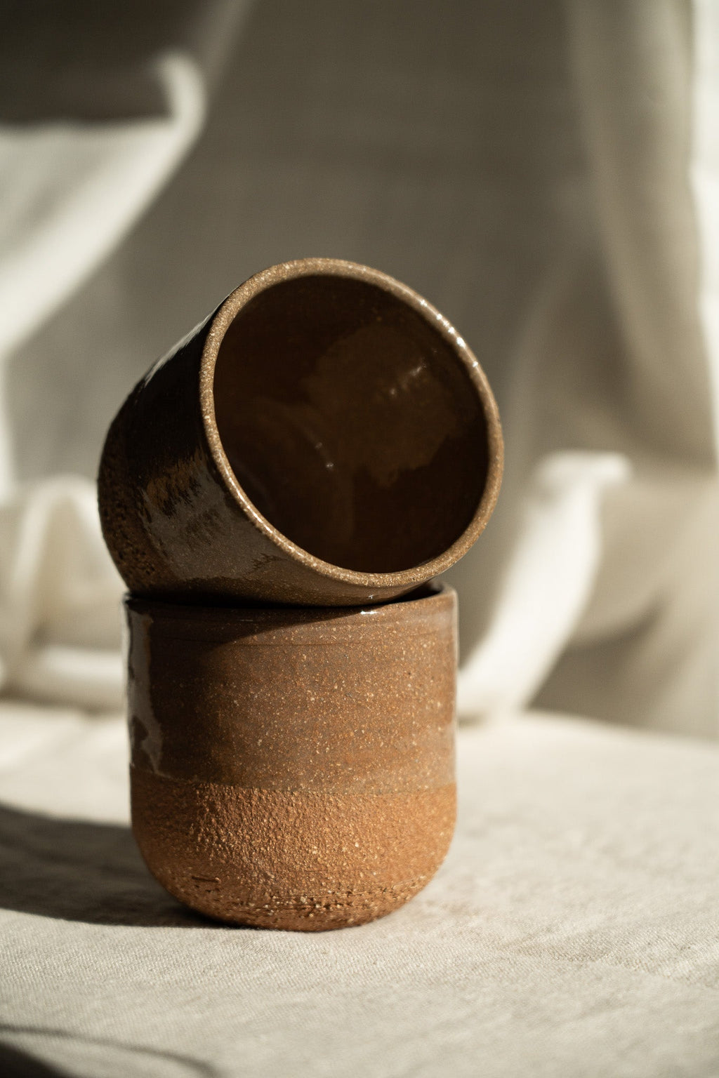 Handmade Pottery Coffee Cup – Rustic Pinkish Red Stoneware