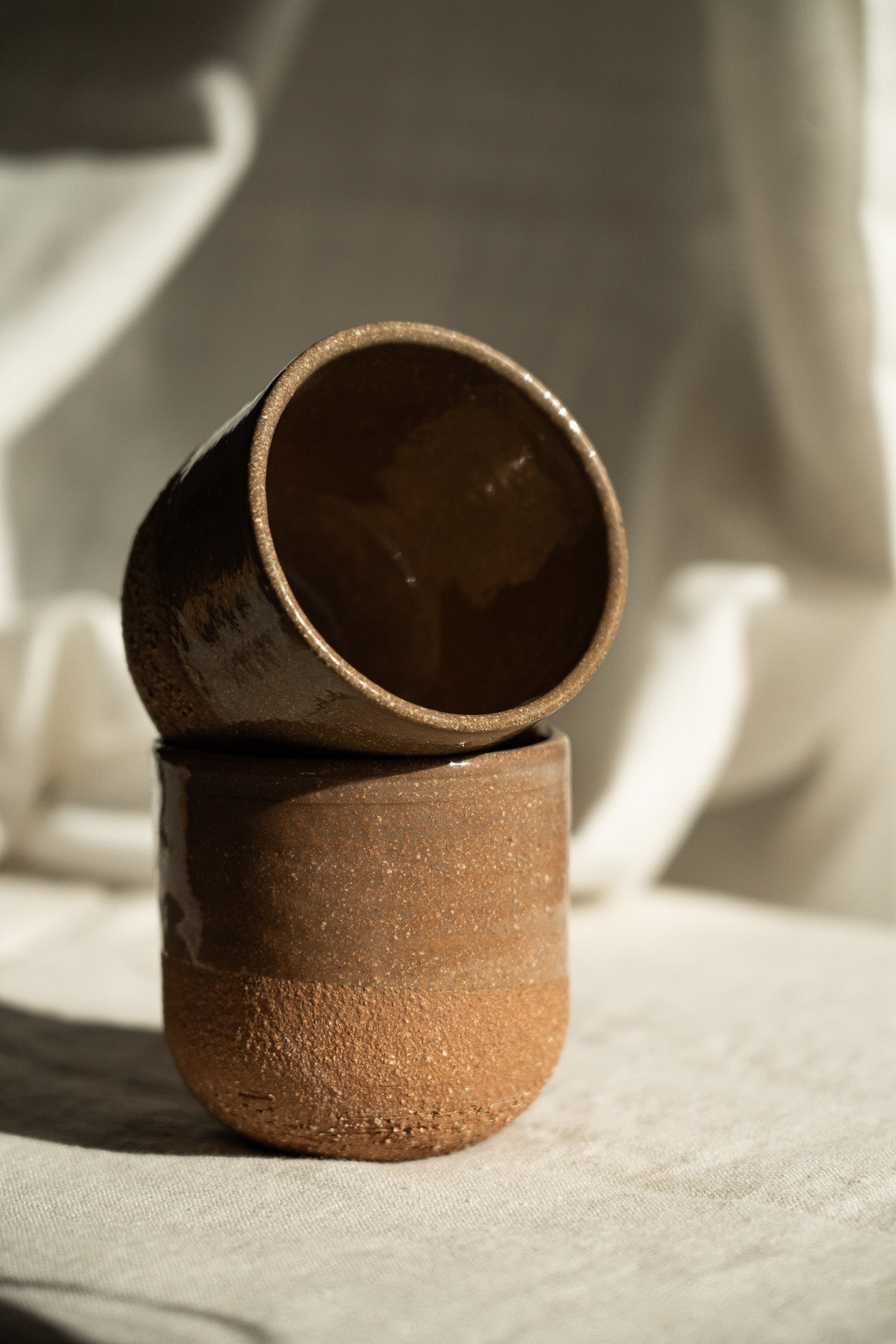 Handmade Pottery Coffee Cup – Rustic Pinkish Red Stoneware